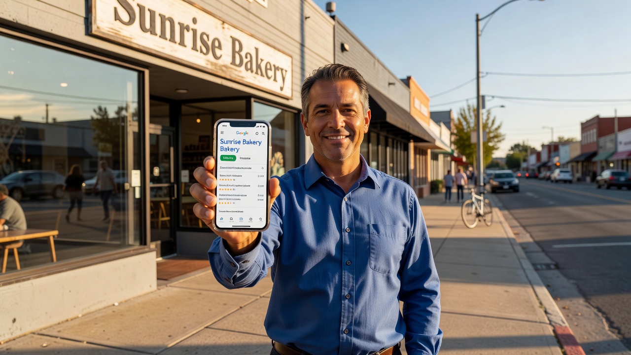 Schermo di smartphone con risultati di ricerca Google Maps per un barbiere locale